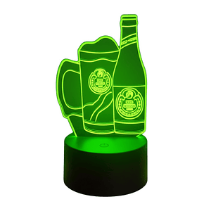 Lampara ilusión 3D Cerveza Red Horse de 7 colores
