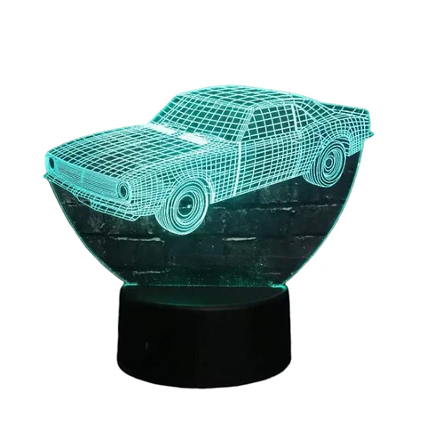 Lampara 3D Auto de 7 colores