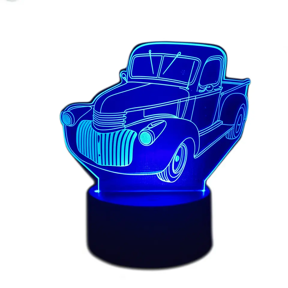 Lampara 3D Camioneta Clásica de 7 colores 3