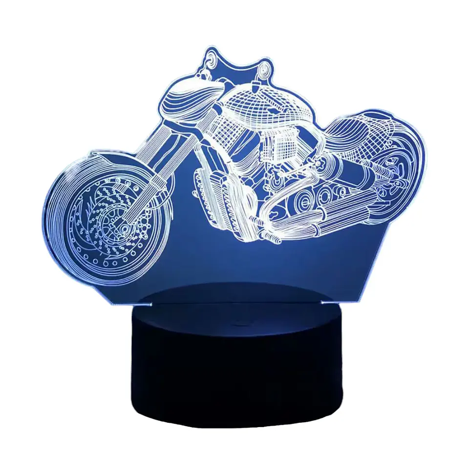 Lampara ilusión 3D Moto de 7 colores 2