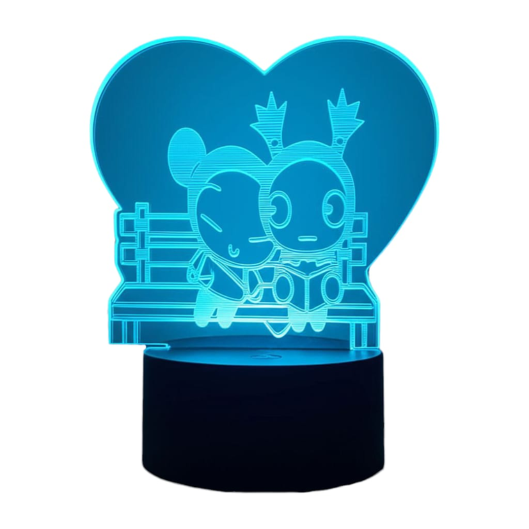 Lampara 3D Pucca y Garu  7 colores 3