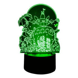 Lampara 3D Totoro y amigos  7 colores