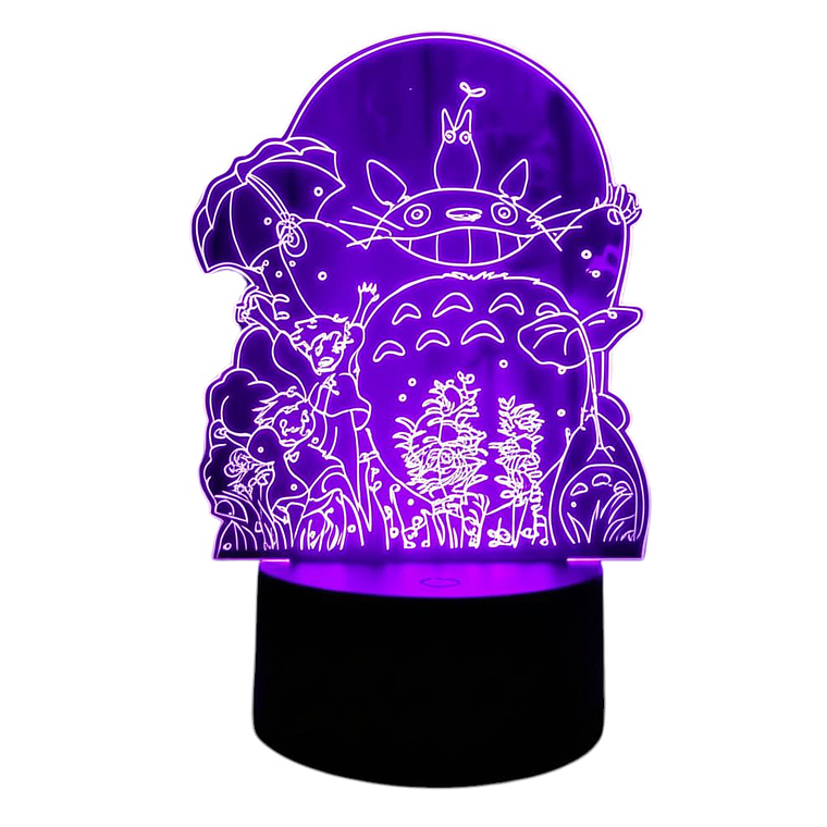 Lampara 3D Totoro y amigos  7 colores 3