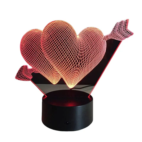 Lampara 3D Corazón Flechado de 7 colores