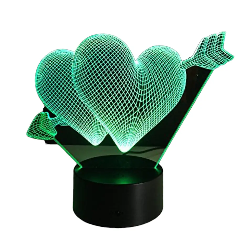 Lampara 3D Corazón Flechado de 7 colores 4