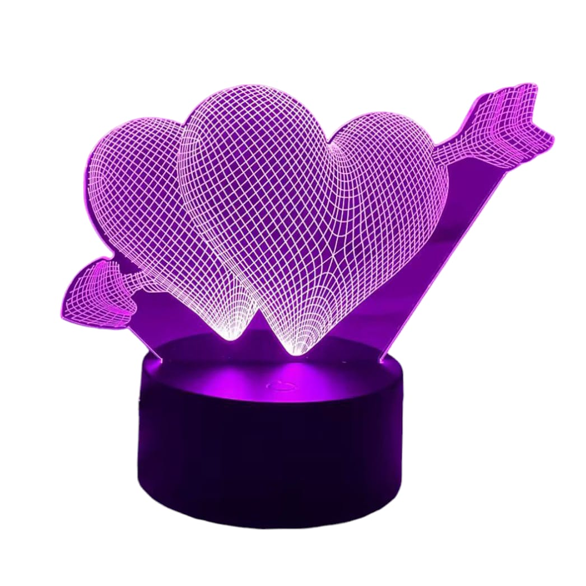 Lampara 3D Corazón Flechado de 7 colores 3