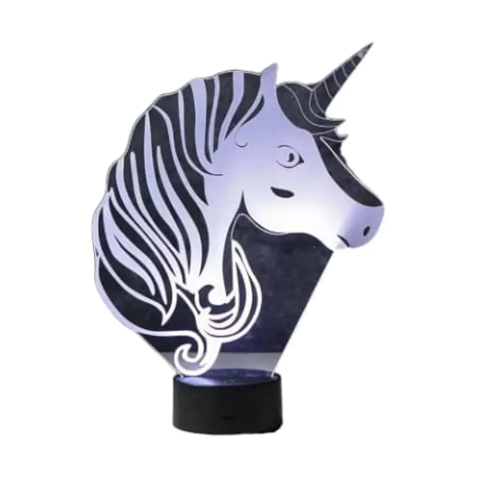 Lampara 3D Cara de Unicornio de 7 colores 2