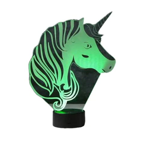 Lampara 3D Cara de Unicornio de 7 colores