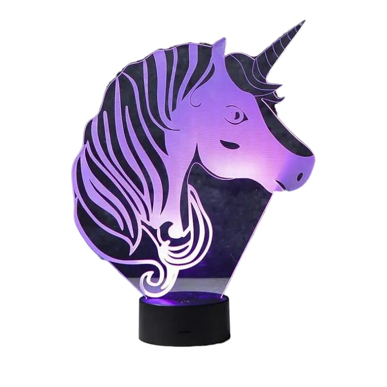 Lampara 3D Cara de Unicornio de 7 colores 4