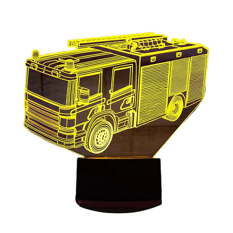 Lampara 3D Camión de bombero de 7 colores