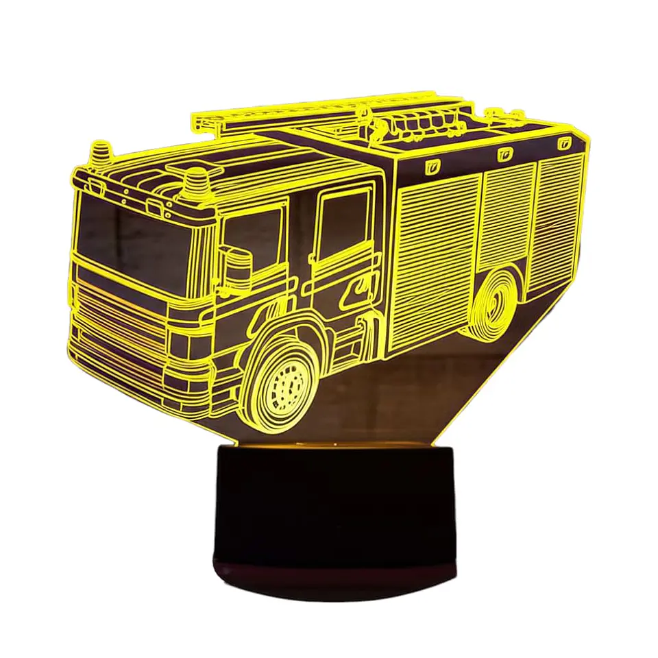 Lampara 3D Camión de bombero de 7 colores 1