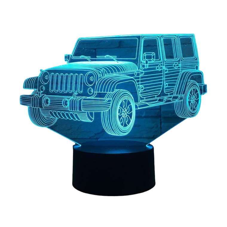 Lampara 3D Jeep de 7 colores 3