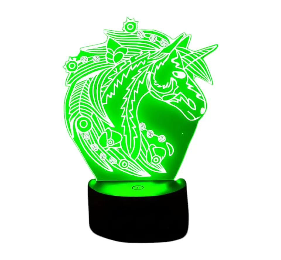 Lampara 3D Unicornio Flores de 7 colores 4