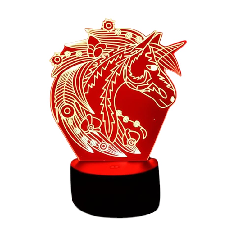 Lampara 3D Unicornio Flores de 7 colores 1