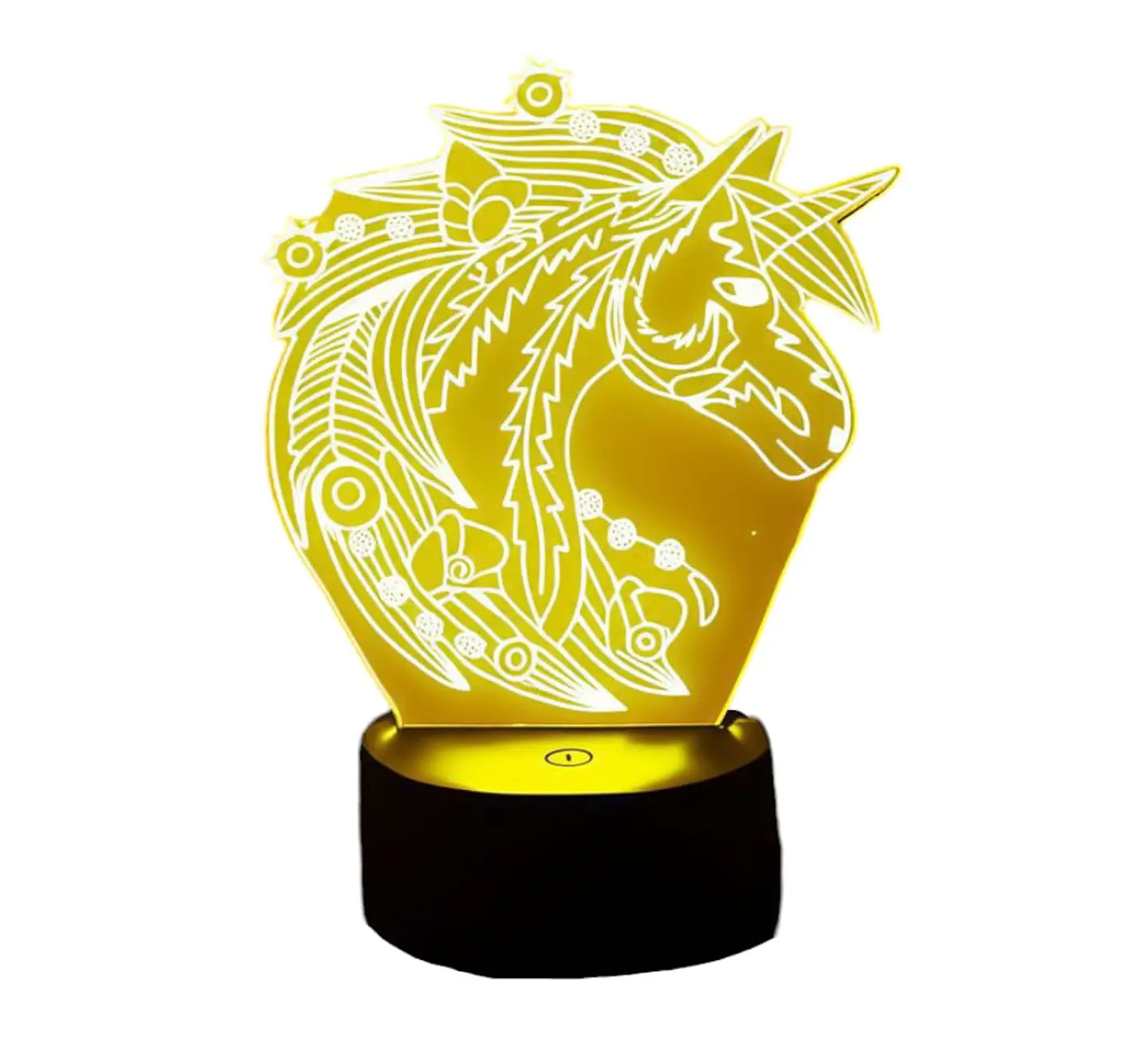 Lampara 3D Unicornio Flores de 7 colores 2