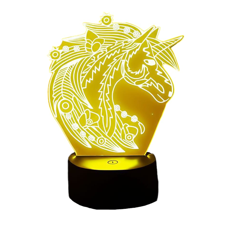 Lampara 3D Unicornio Flores de 7 colores 2