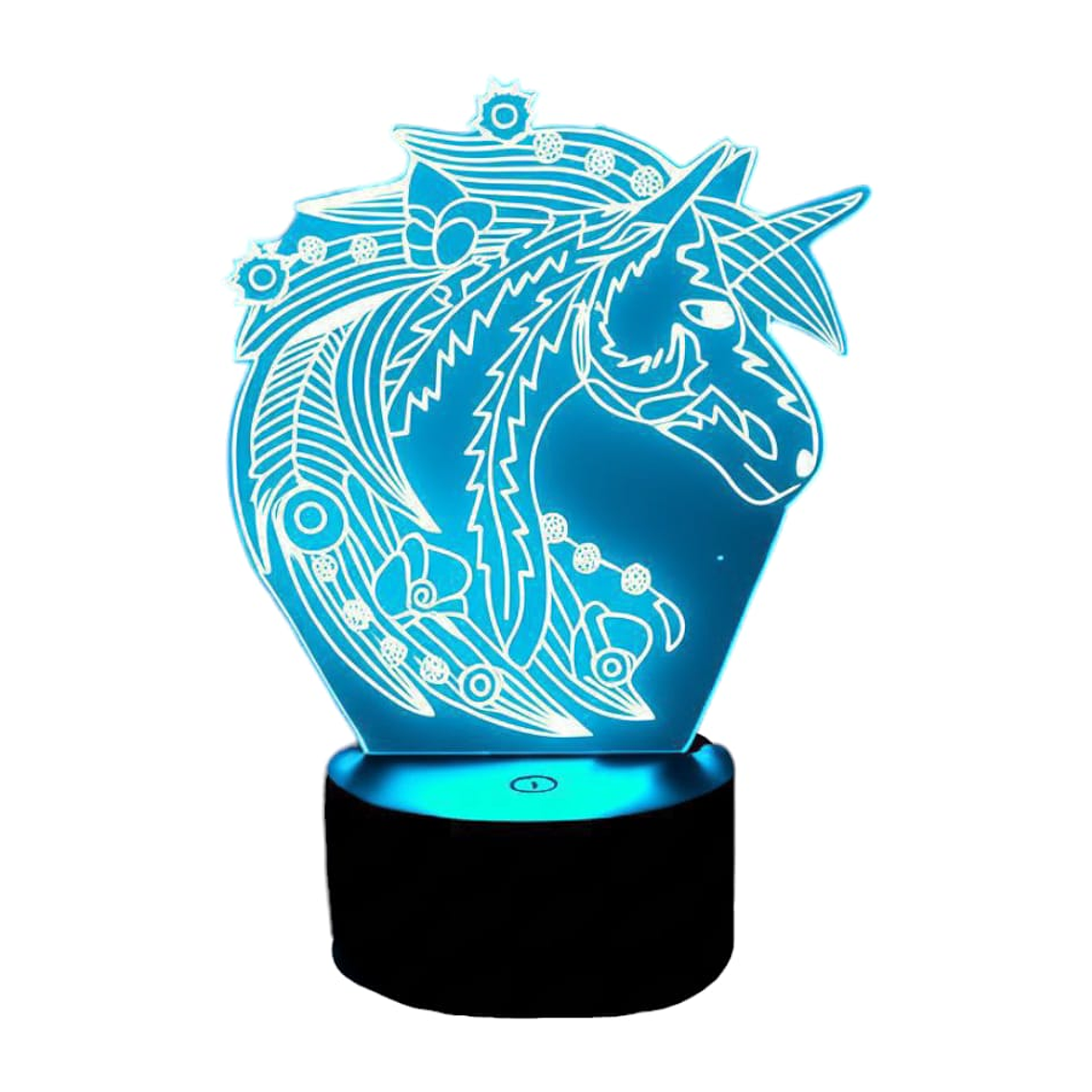 Lampara 3D Unicornio Flores de 7 colores 3