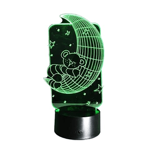 Lampara 3D Oso en la luna de 7 colores