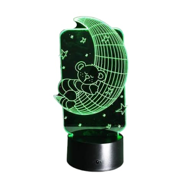 Lampara 3D Oso en la luna de 7 colores 1