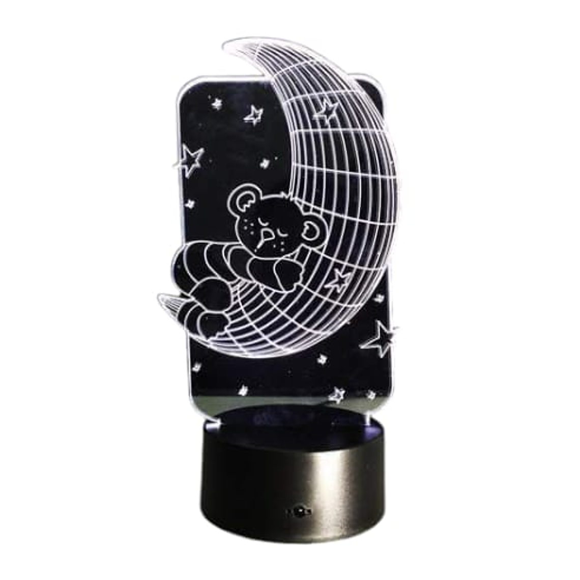 Lampara 3D Oso en la luna de 7 colores 2