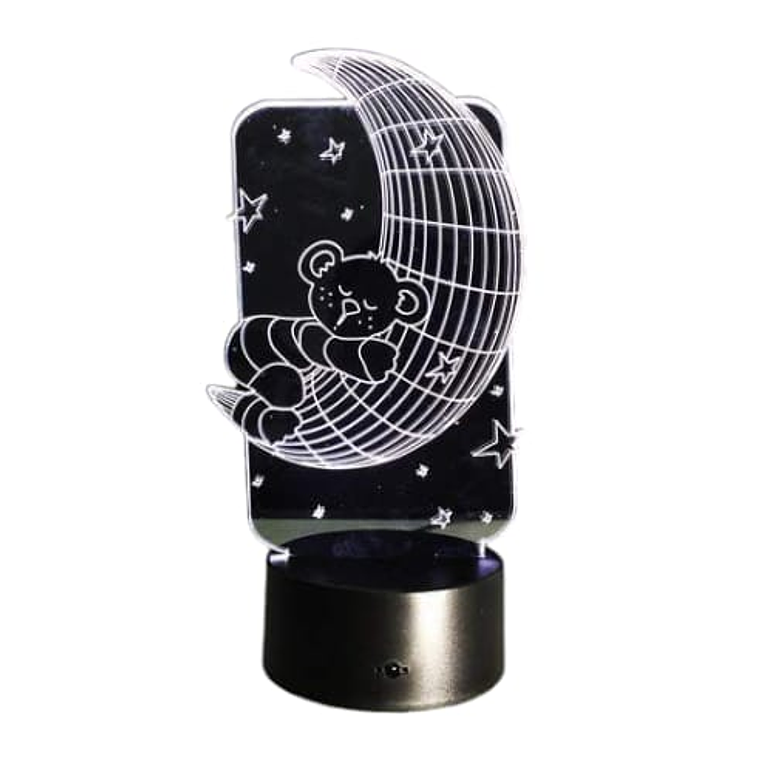 Lampara 3D Oso en la luna de 7 colores 2