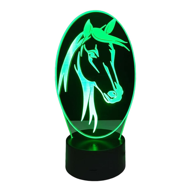 Lampara 3D Cara de caballo de 7 colores 2