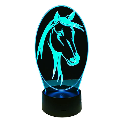 Lampara 3D Cara de caballo de 7 colores