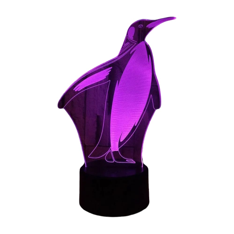 Lampara 3D Pinguino de 7 colores 2