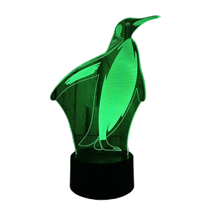 Lampara 3D Pinguino de 7 colores