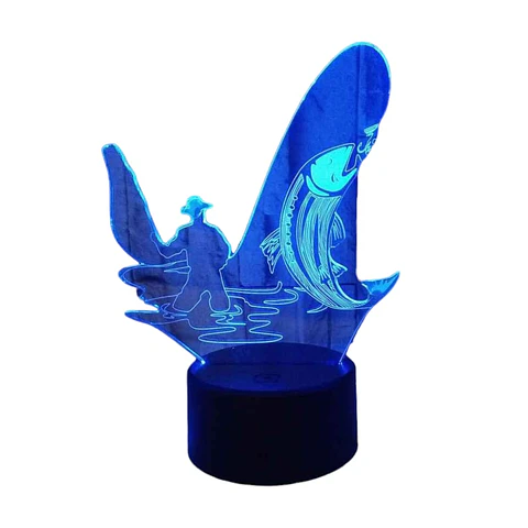 Lampara 3D Pescador de 7 colores