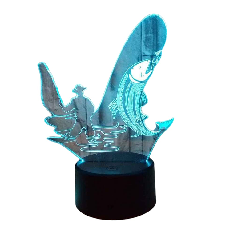 Lampara 3D Pescador de 7 colores 3