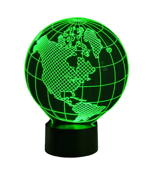 Lampara 3D Globo terráqueo de 7 colores