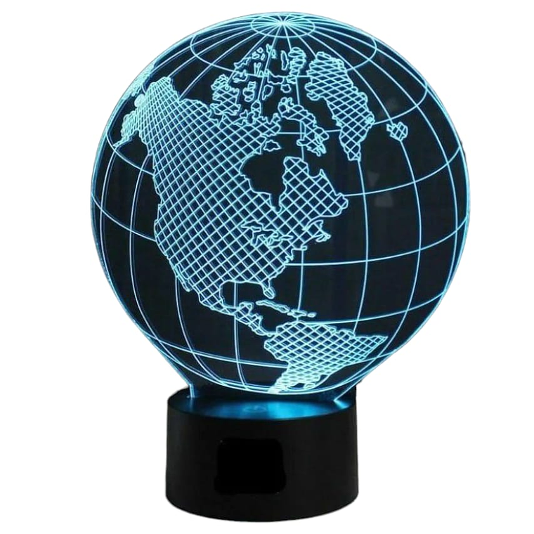 Lampara 3D Globo terráqueo de 7 colores 3