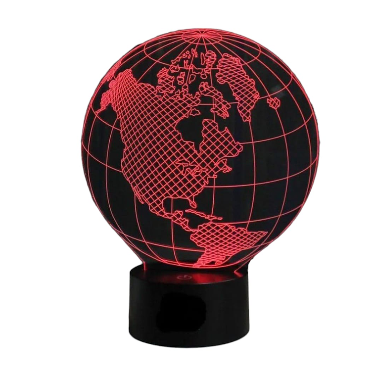 Lampara 3D Globo terráqueo de 7 colores 2