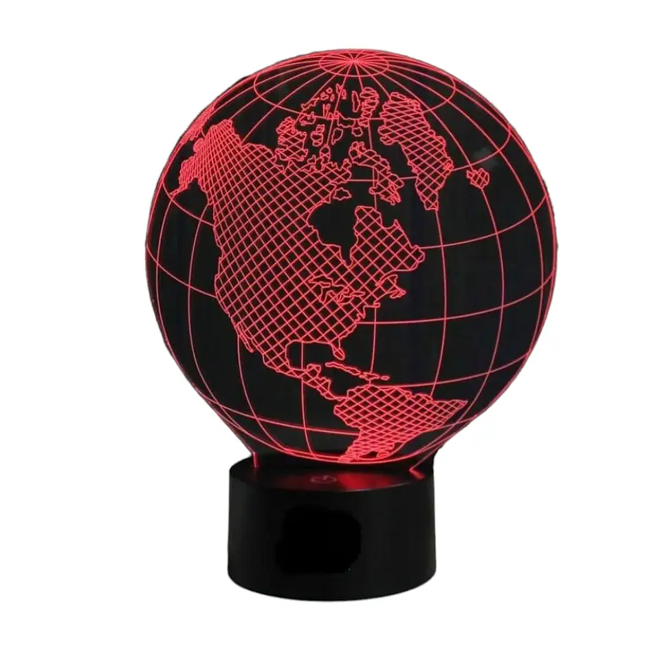 Lampara 3D Globo terráqueo de 7 colores 2