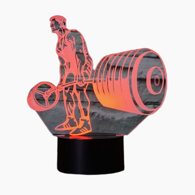 Lampara 3D Hombre Levantando pesas de 7 colores 2