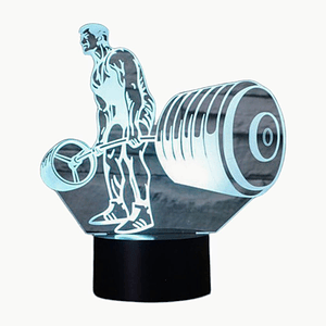 Lampara 3D Hombre Levantando pesas de 7 colores