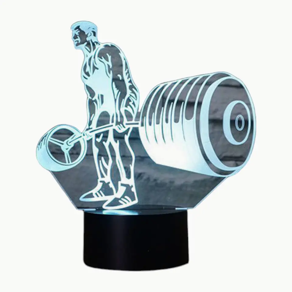 Lampara 3D Hombre Levantando pesas de 7 colores 1