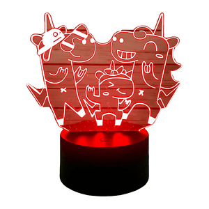 Lampara 3D Unicornios Bailando de 7 colores