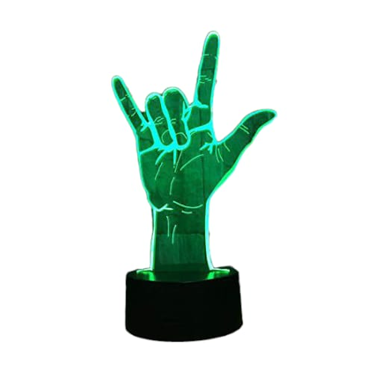 Lampara ilusión 3D Mano Rock de 7 colores 3