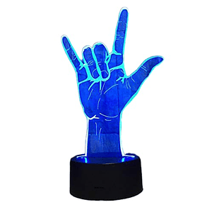 Lampara ilusión 3D Mano Rock de 7 colores