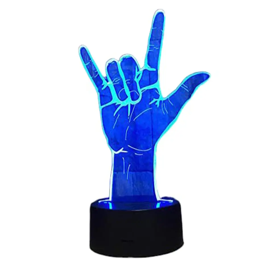 Lampara ilusión 3D Mano Rock de 7 colores 1