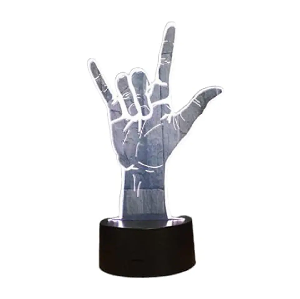 Lampara ilusión 3D Mano Rock de 7 colores 2