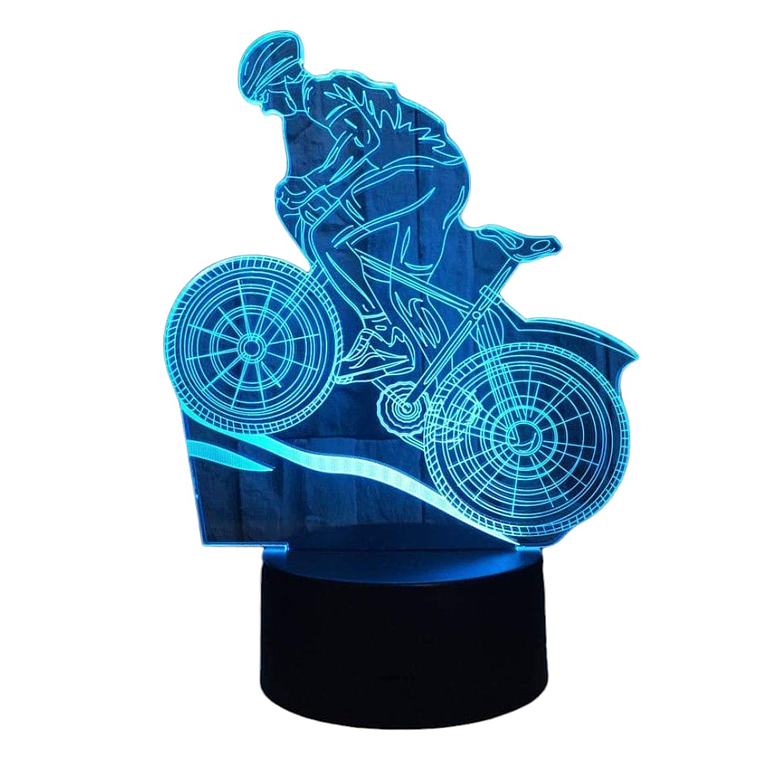 Lampara ilusión 3D Ciclista de 7 colores 2