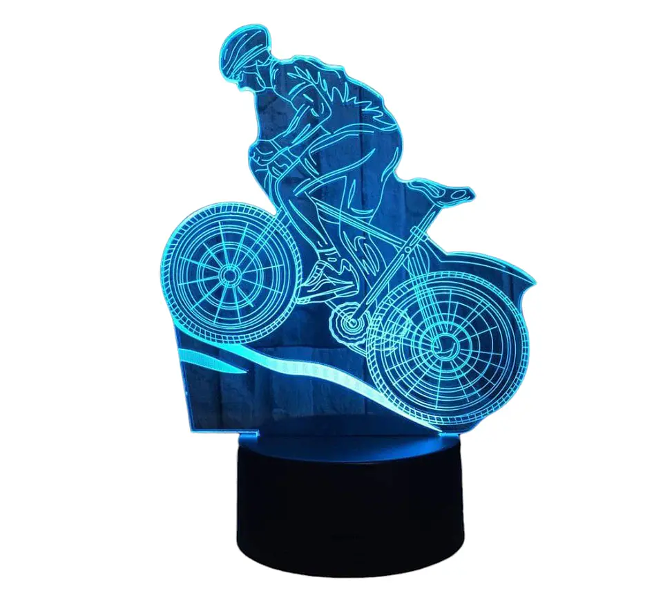 Lampara ilusión 3D Ciclista de 7 colores 2
