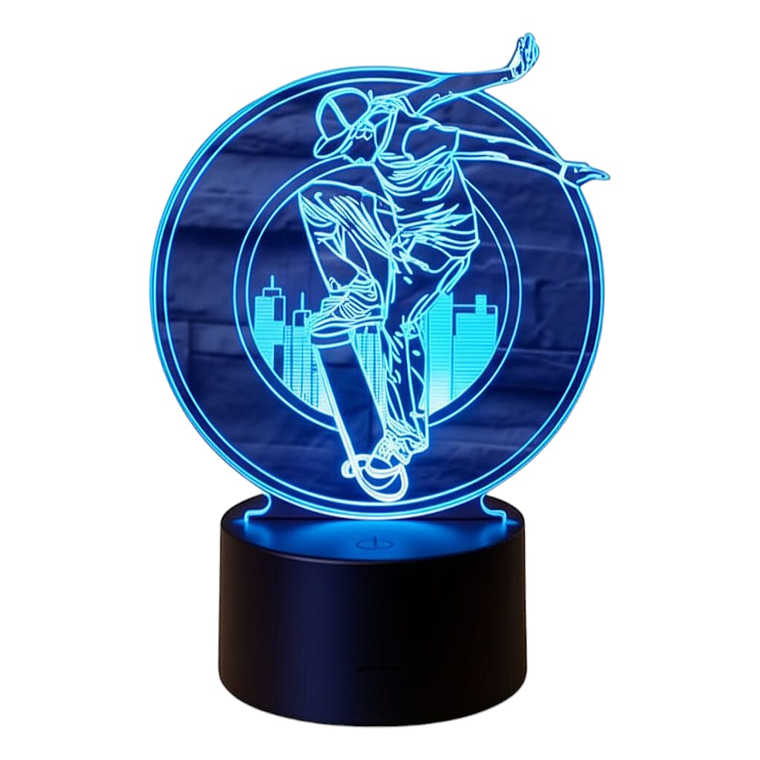 Lampara ilusión 3D Skate Ciudad de 7 colores 3