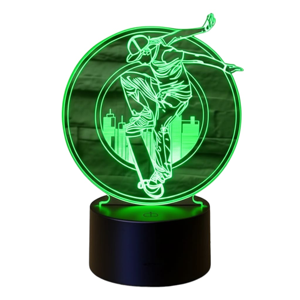 Lampara ilusión 3D Skate Ciudad de 7 colores 2