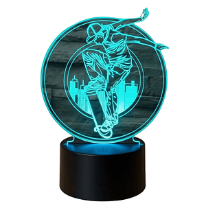 Lampara ilusión 3D Skate Ciudad de 7 colores