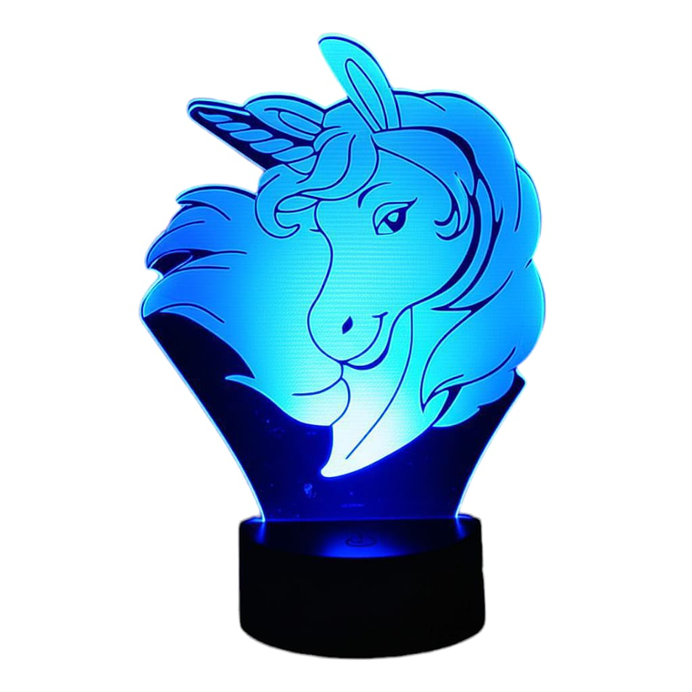 Lampara 3D Cabeza De Unicornio de 7 colores 3