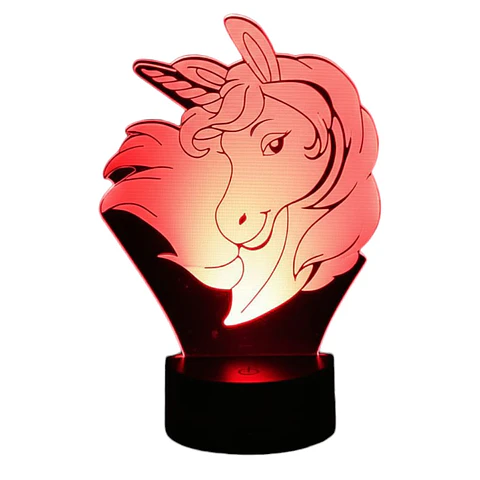 Lampara 3D Cabeza De Unicornio de 7 colores